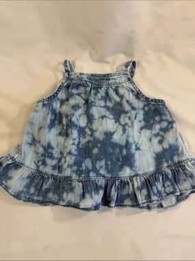 GAP Blue Tie-Dye Ruffle-Hem Spaghetti Strap Tank Dress